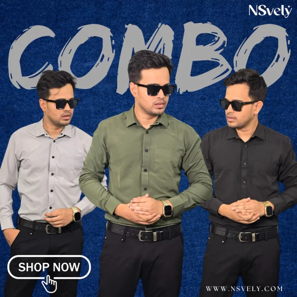 Super Combo Full Sleeve Formal Shirt - Olive, Black, Off white - Image 2