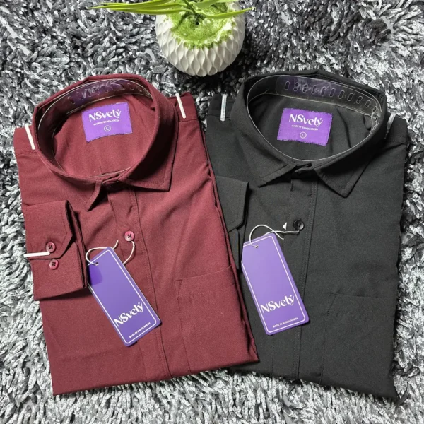 Best 2 pcs Shirt Combo, Full Sleeve - Maroon, Black