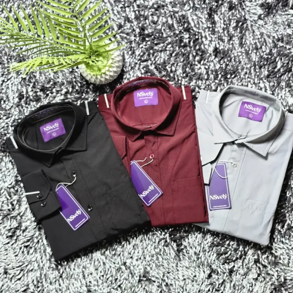 Best 3 pcs Shirt Combo, Full Sleeve - Black, Maroon, Off White