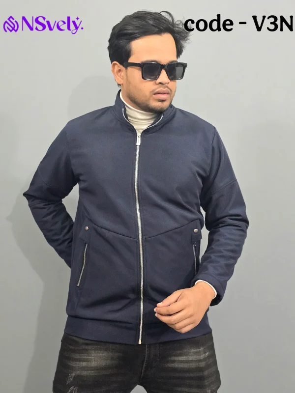 Navy Colour - Trending microbonded fabric jackets [With Metal zipper]