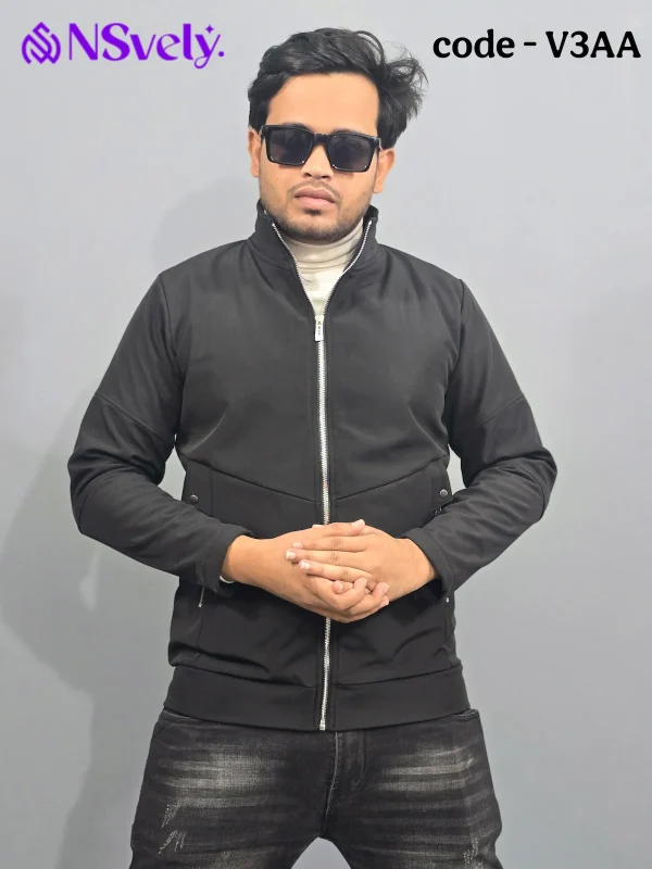 Black - Trending microbonded fabric jackets [With Metal zipper] - Image 3